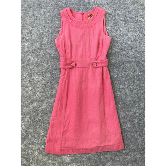 Tory Birch Dress Womens Size 0 Pink Linen Silk Cotton Blend Sleeveless - Picture 1 of 11